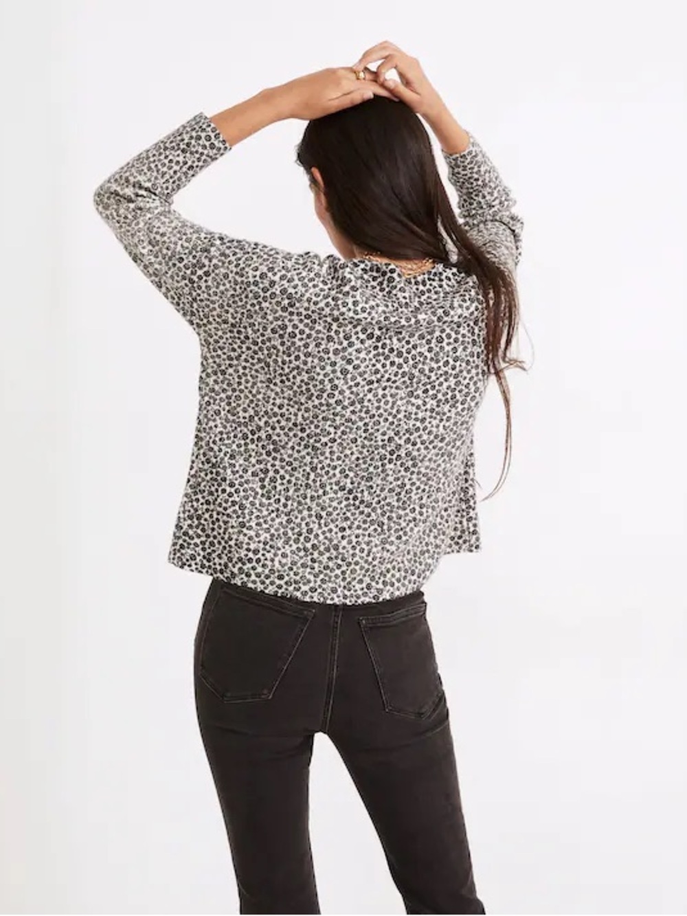 Madewell Vintage Ditsy Cameron Ribbed Cardigan Sweater in Coziest Yarn Medium - Picture 3 of 12